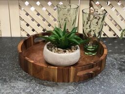 Acacia Round Serving Tray — 15 in.
