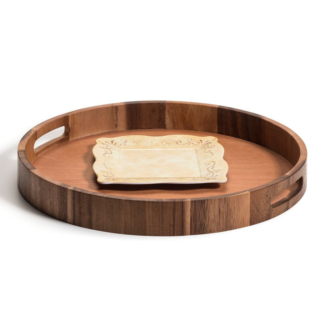 Acacia Round Serving Tray — 15 in.