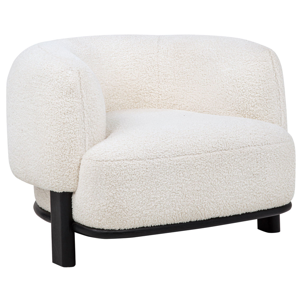 Lawler Bouclé Barrel Accent Chair — Ivory & Black