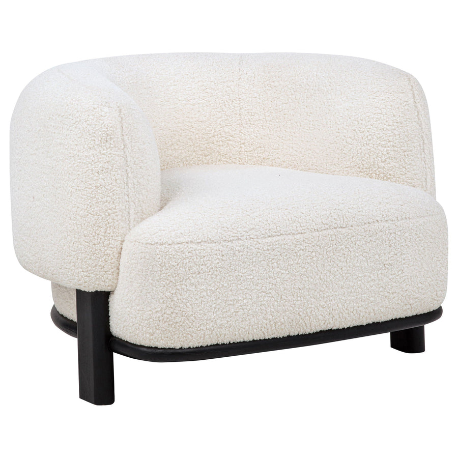 Lawler Bouclé Barrel Accent Chair — Ivory & Black