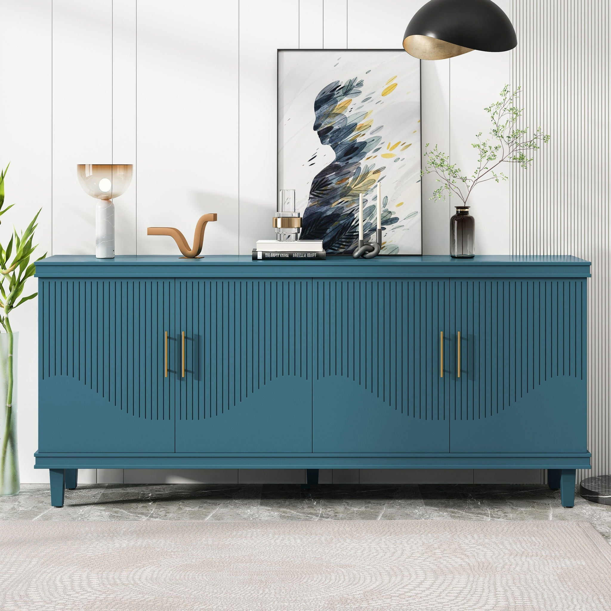 Four-Door Storage Cabinet — Deep Blue