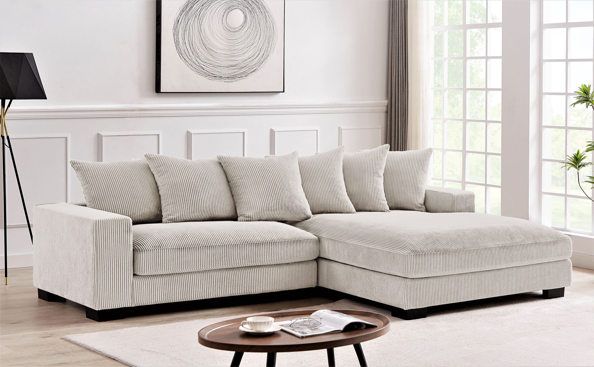 Oversized L-Shaped Sectional Sofa with Chaise