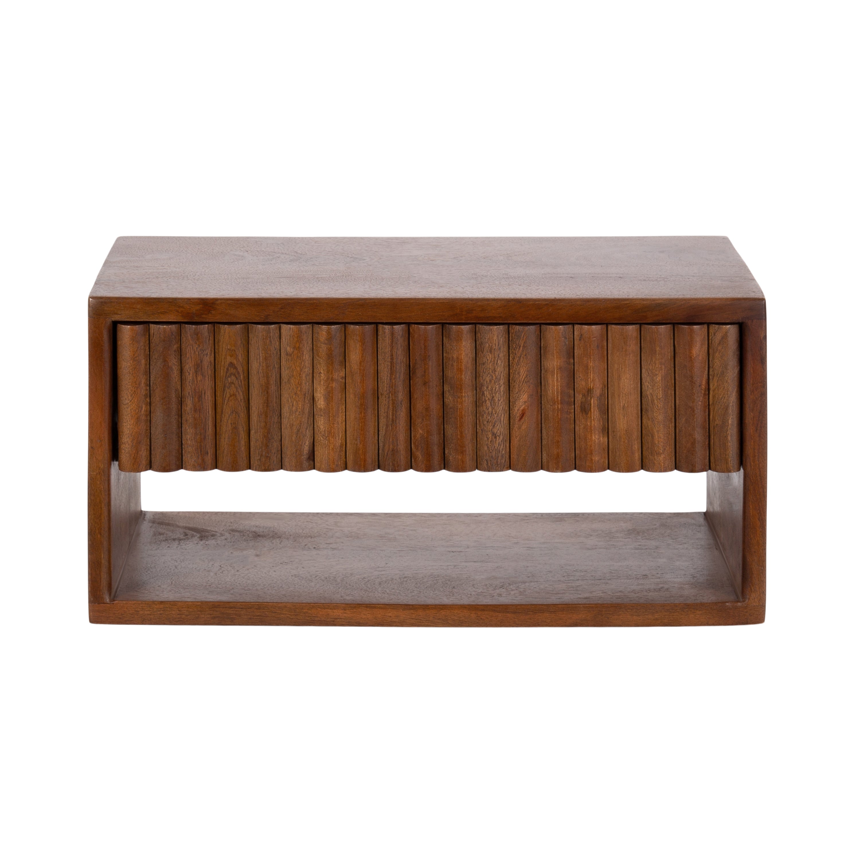 Reid Floating Wood Side Table with Open Storage