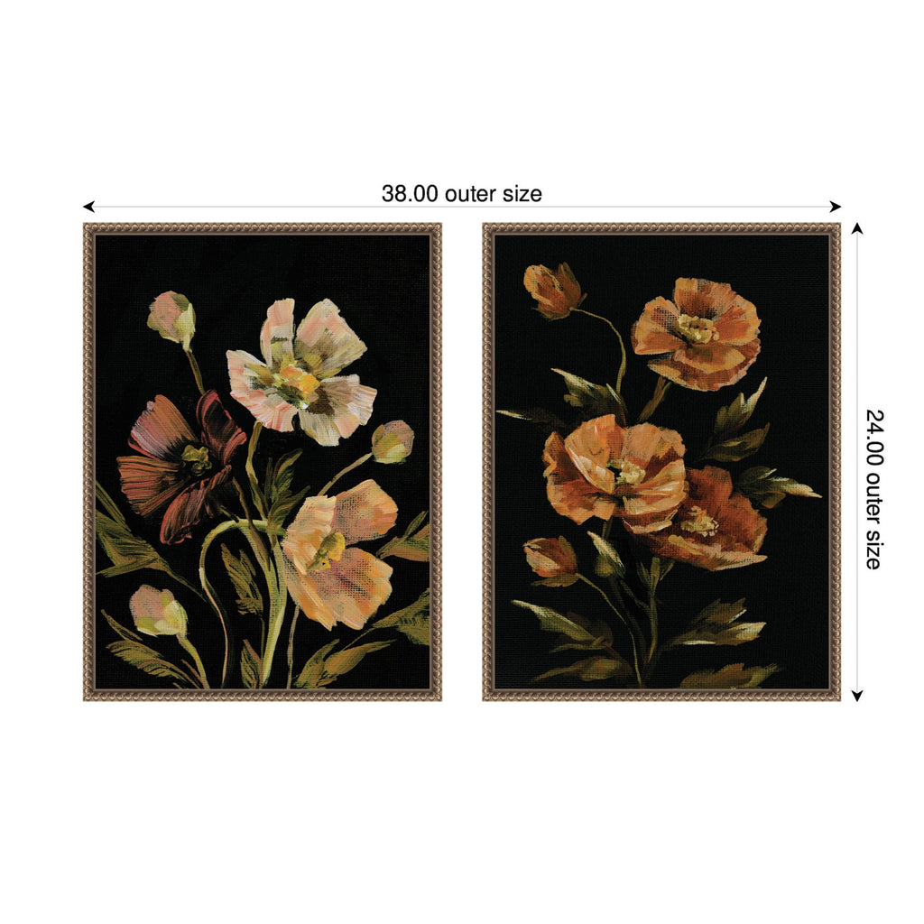 Sylvie Beaded Moody Floral 5 and 6 Framed Canvas Art Set by Annie Quigley