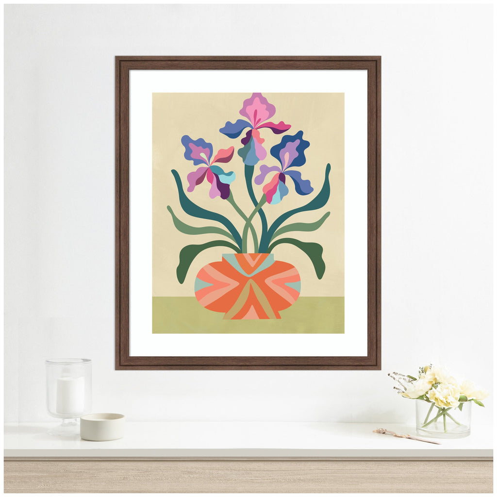 Framed Art Iris and Vase by Rachel Lee