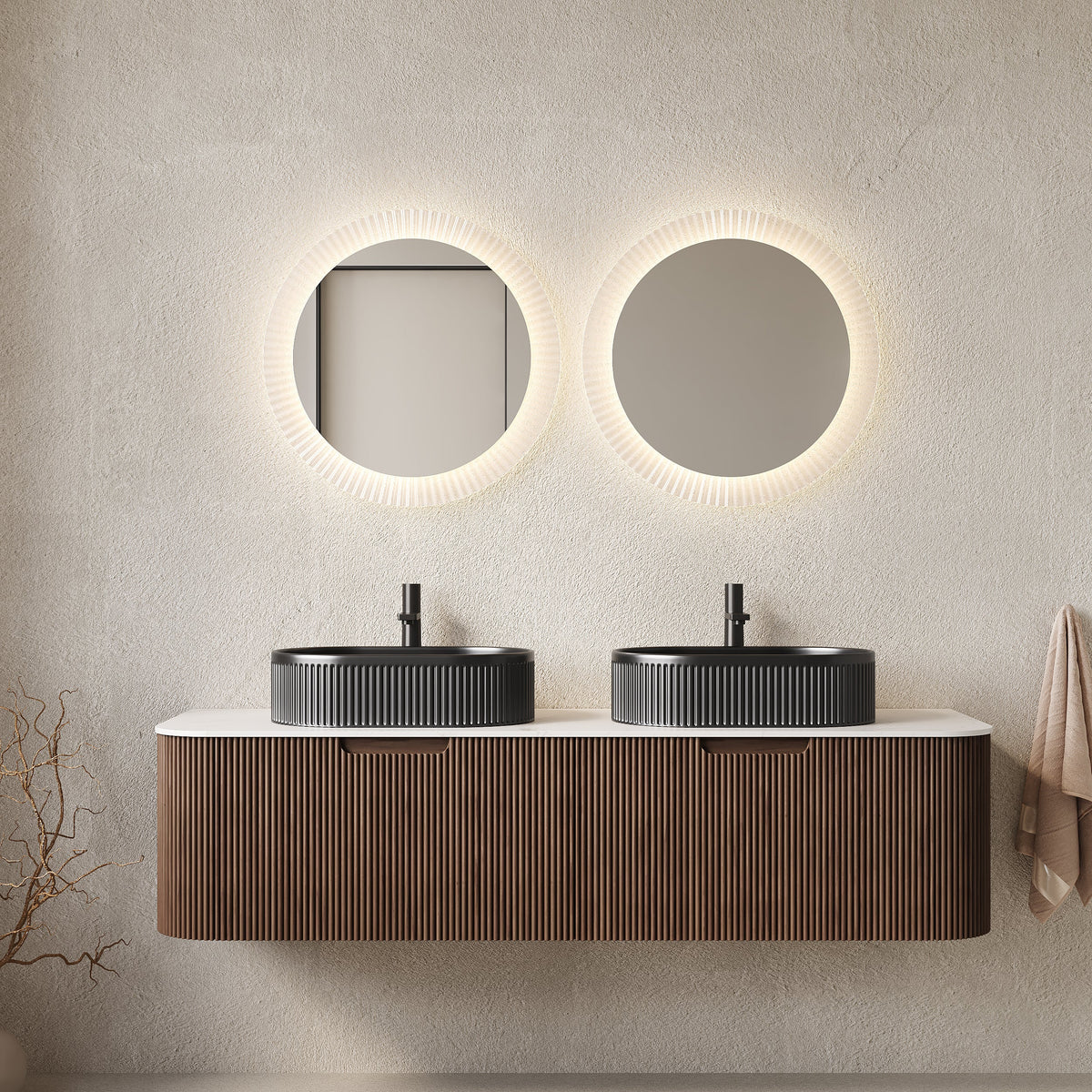 Dina 60-Inch Floating Bathroom Vanity — Dark Walnut
