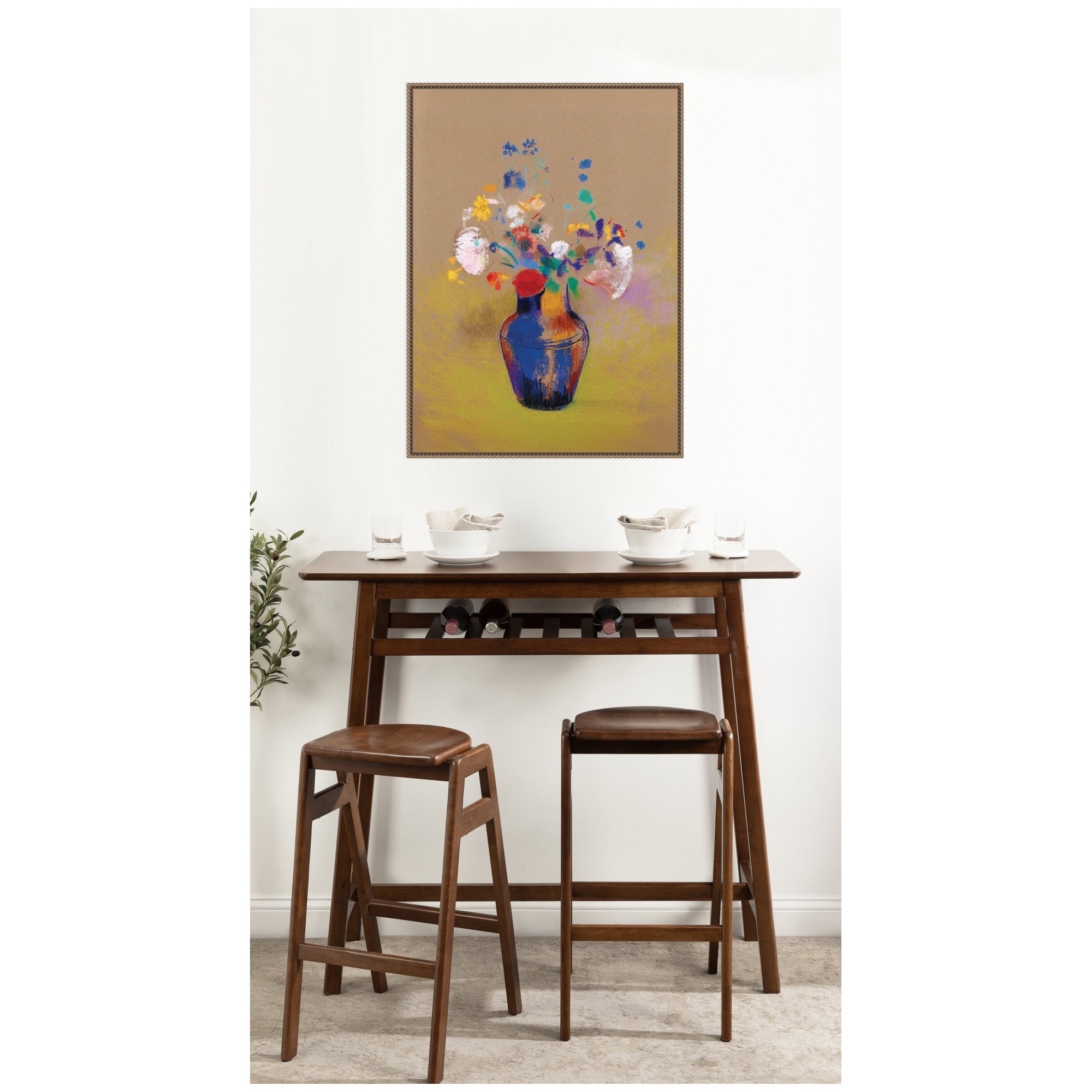 Fleurs Sur Fond Gris 1916 Odilon Redon by Nostalgia Prints Framed Canvas Wall Art Print