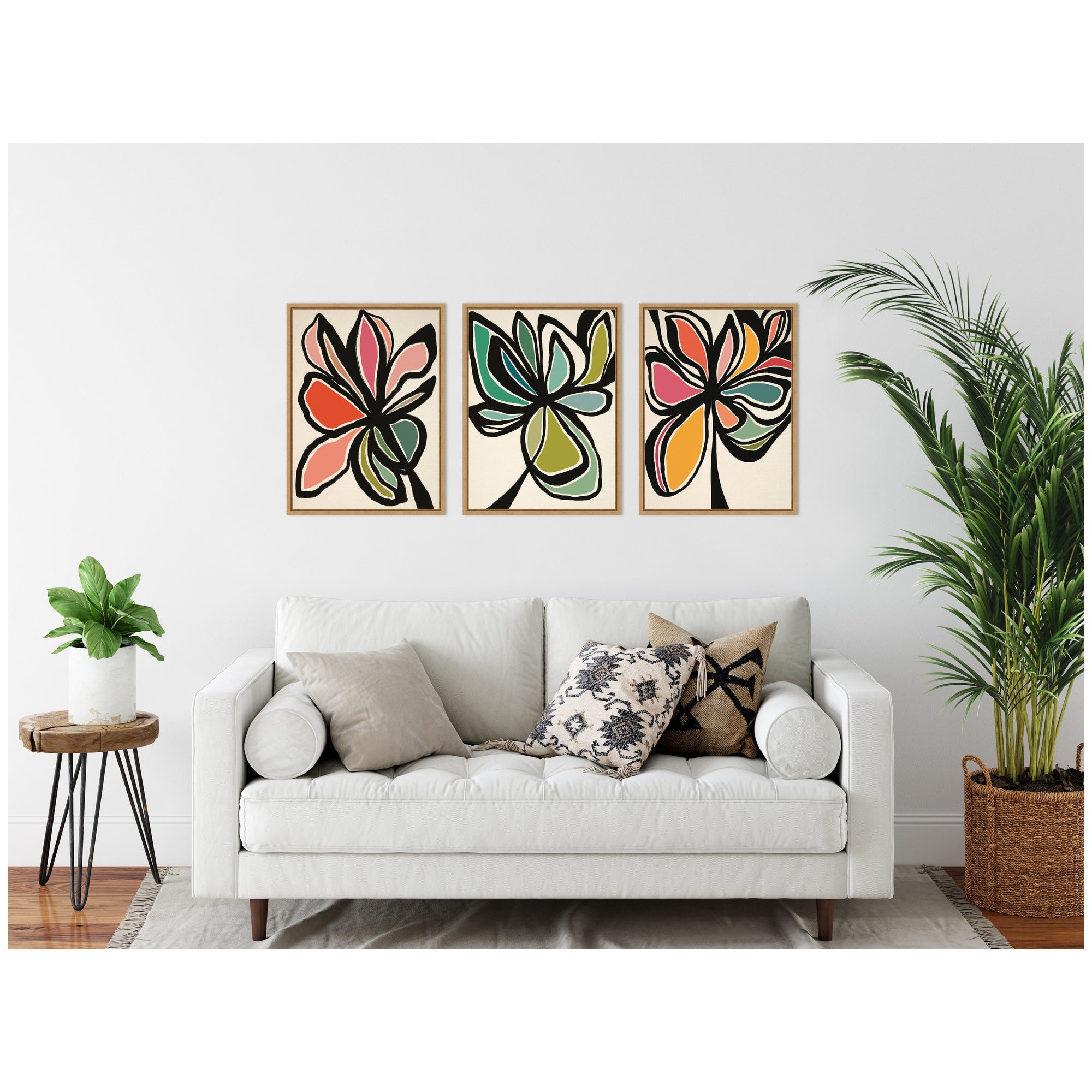 Sylvie Midnight Floral 1, 2 and 3 Framed Canvas Art Set by Alicia Bock