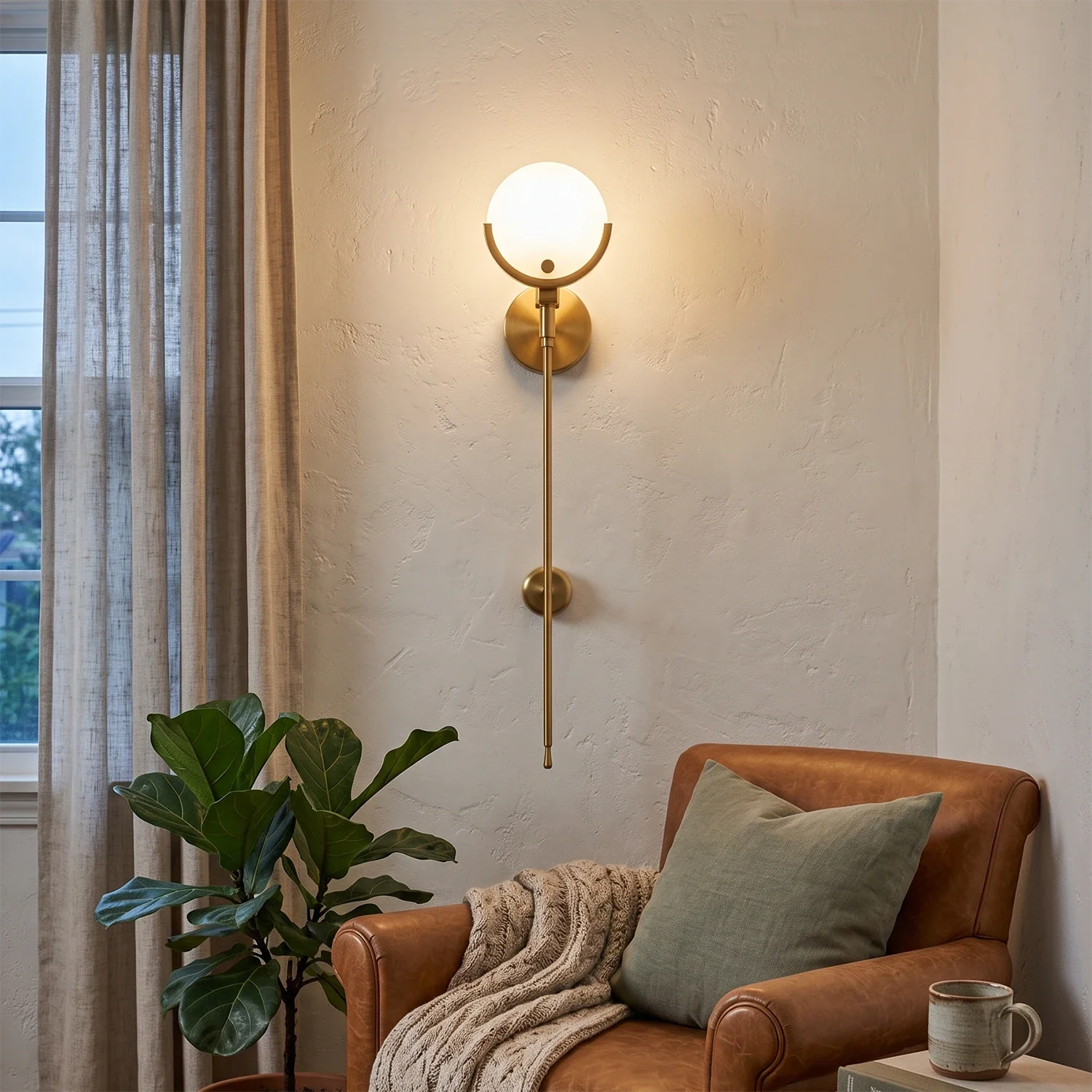 Alabaster Ava Brass Wall Lamp