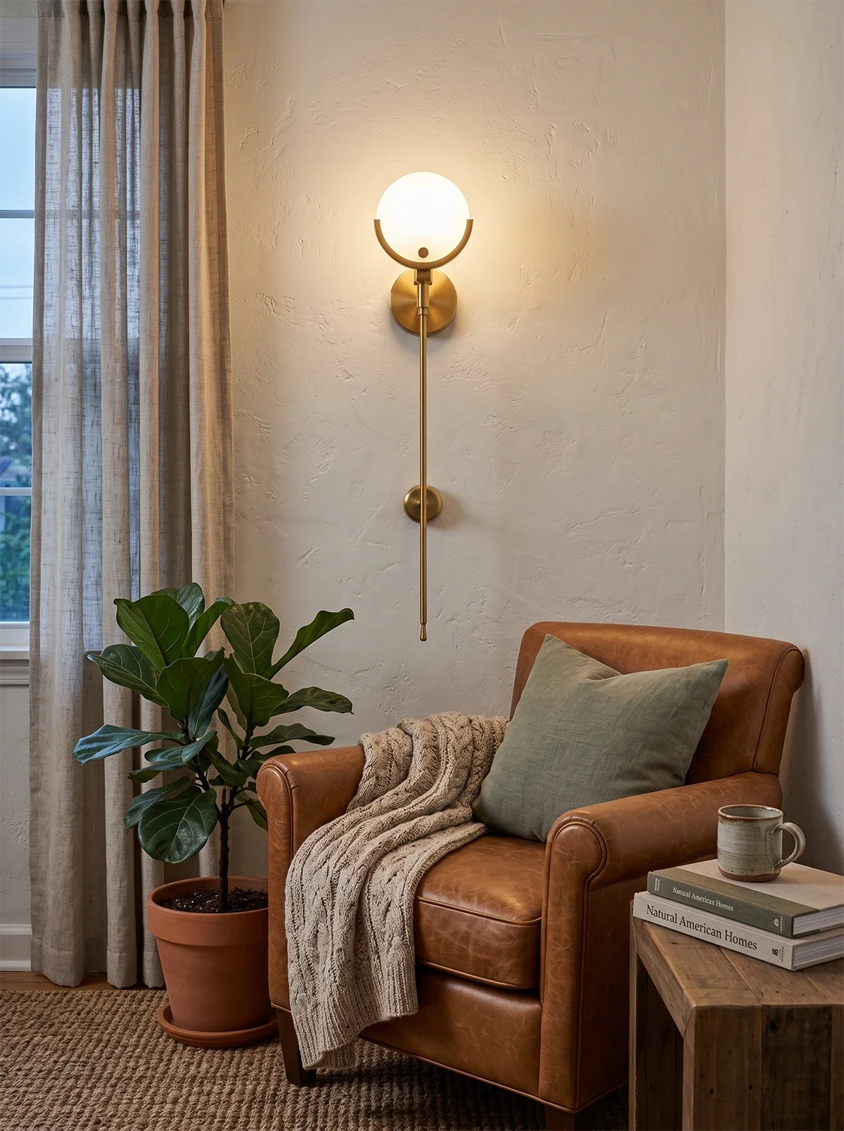 Alabaster Ava Brass Wall Lamp