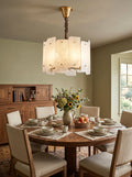 Alabaster Lorry Round Copper Chandelier