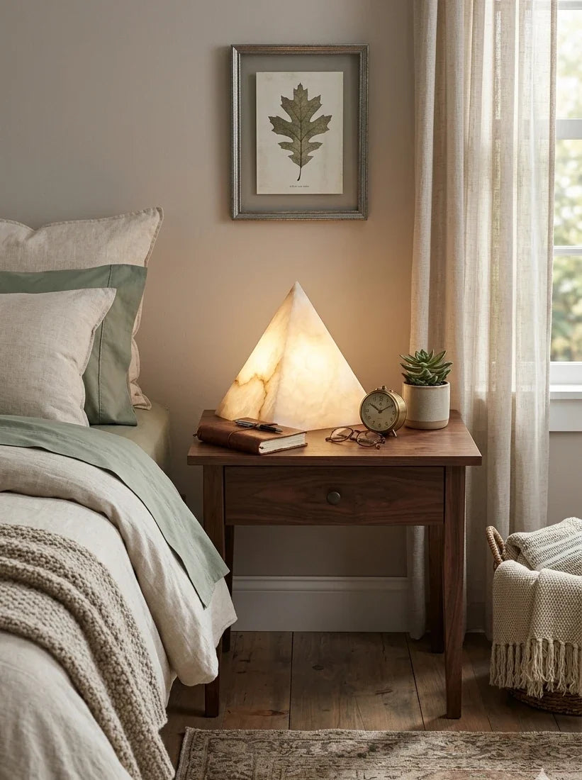 Alabaster Pyramid Table Lamp