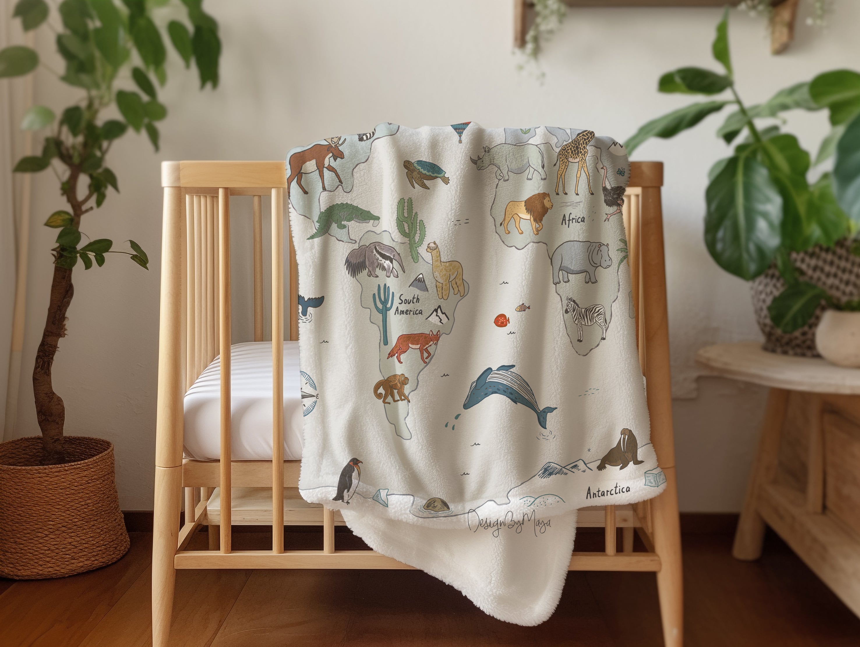 Baby Animals Pastel colors - Vintage Baby Blanket