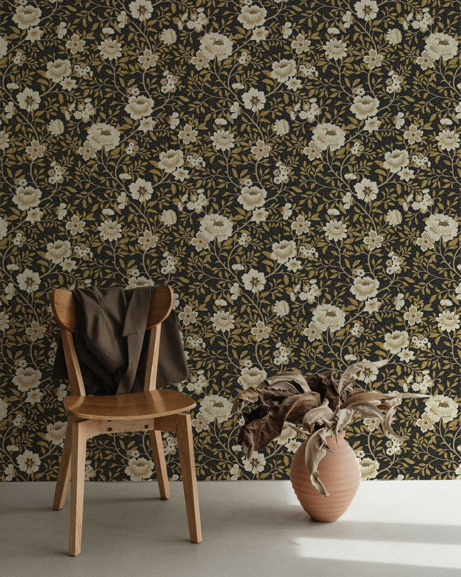 Annabelle Wallpaper — Charcoal Floral