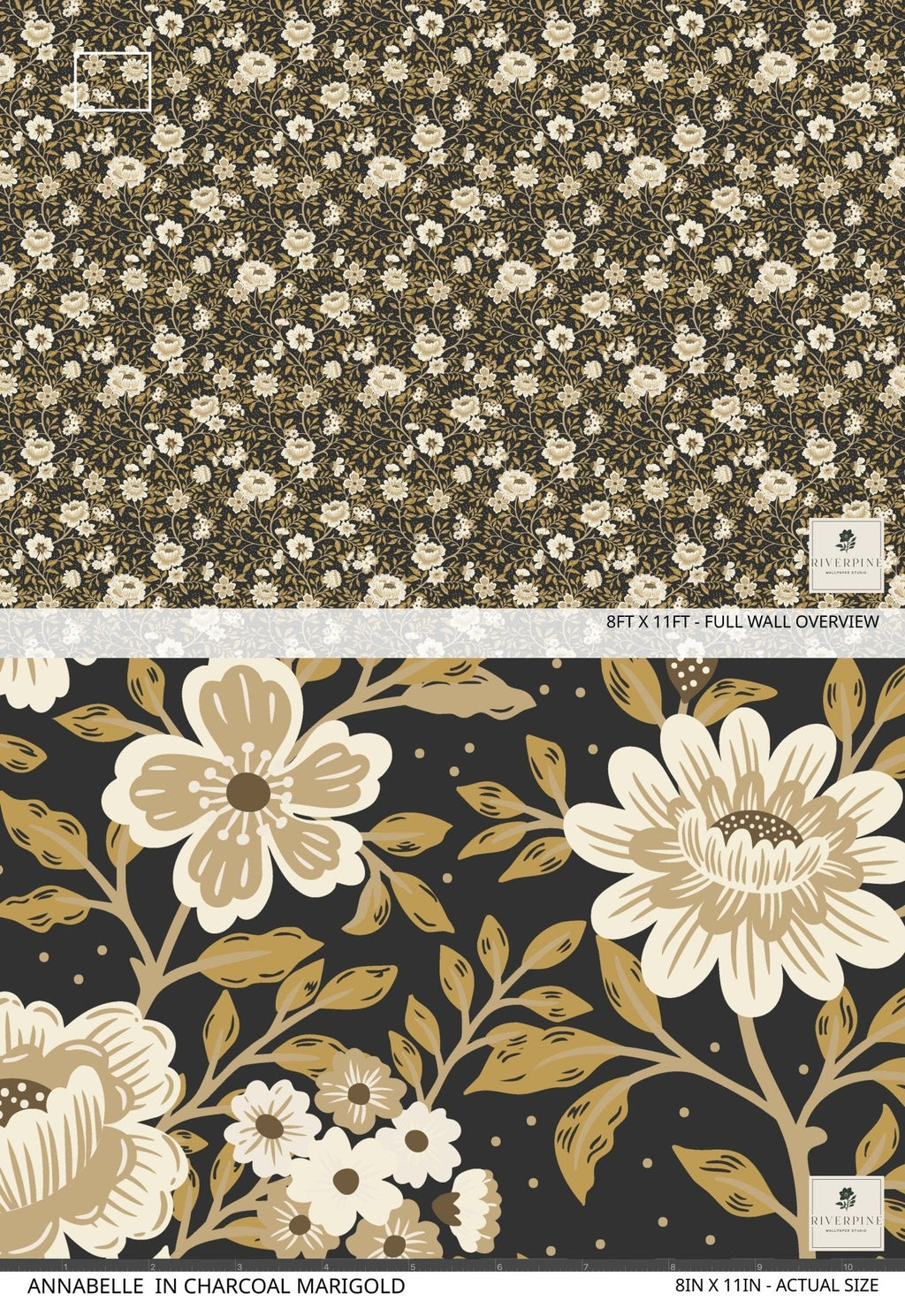 Annabelle Wallpaper in Charcoal Marigold