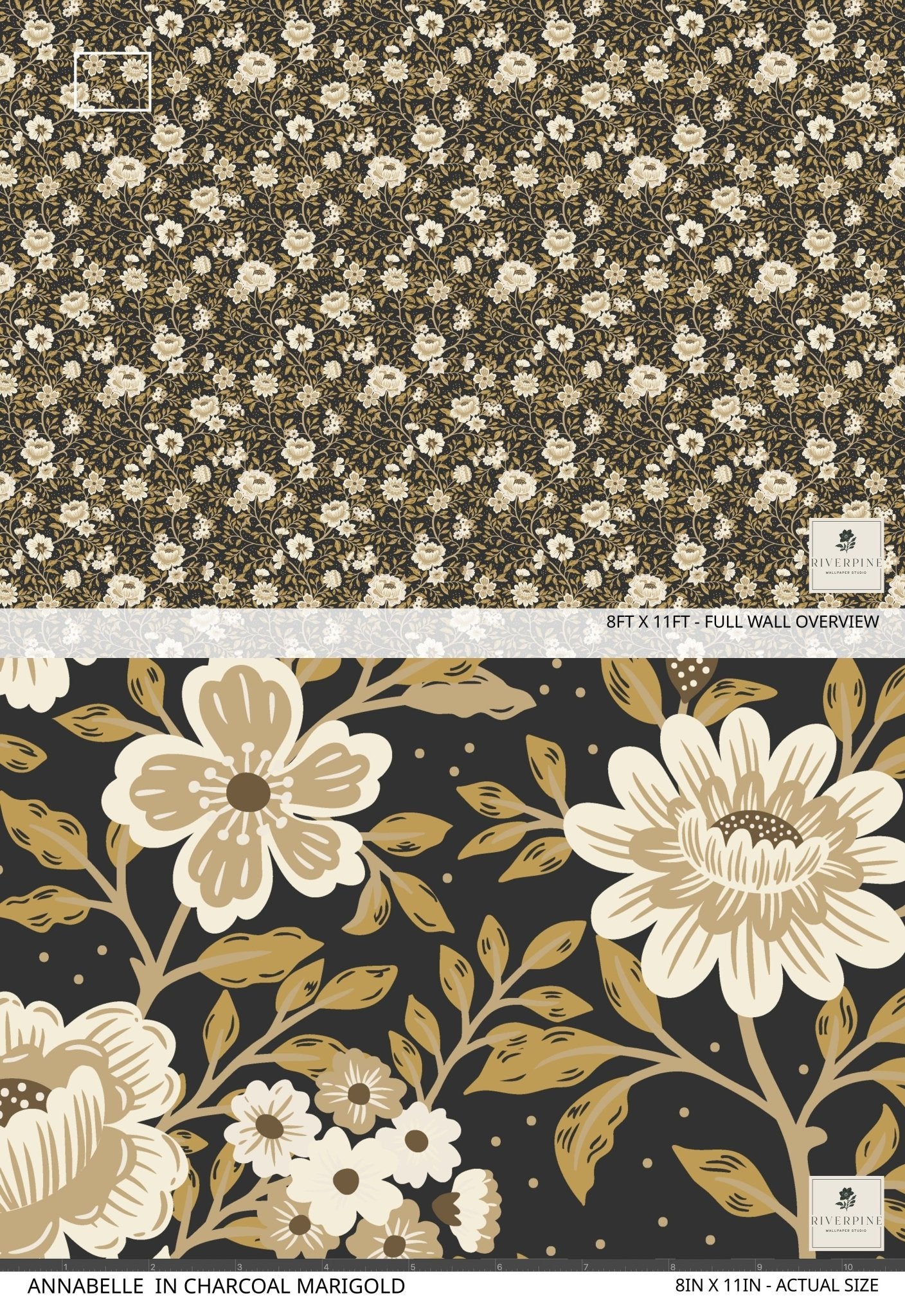 Annabelle Wallpaper in Charcoal Marigold