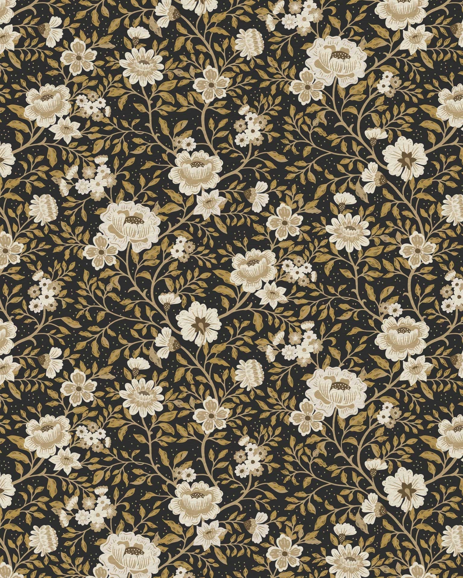 Annabelle Wallpaper in Charcoal Marigold