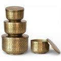 Antique Brass Hammered Aluminum Container with Lid