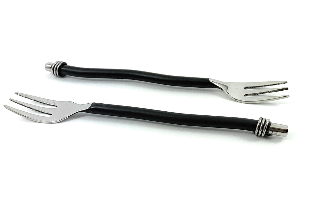 Cocktail Forks Set of 6 (Black Twisted Handle)