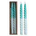 Ombre Aqua Unscented Twisted Taper Candles | Set of 2