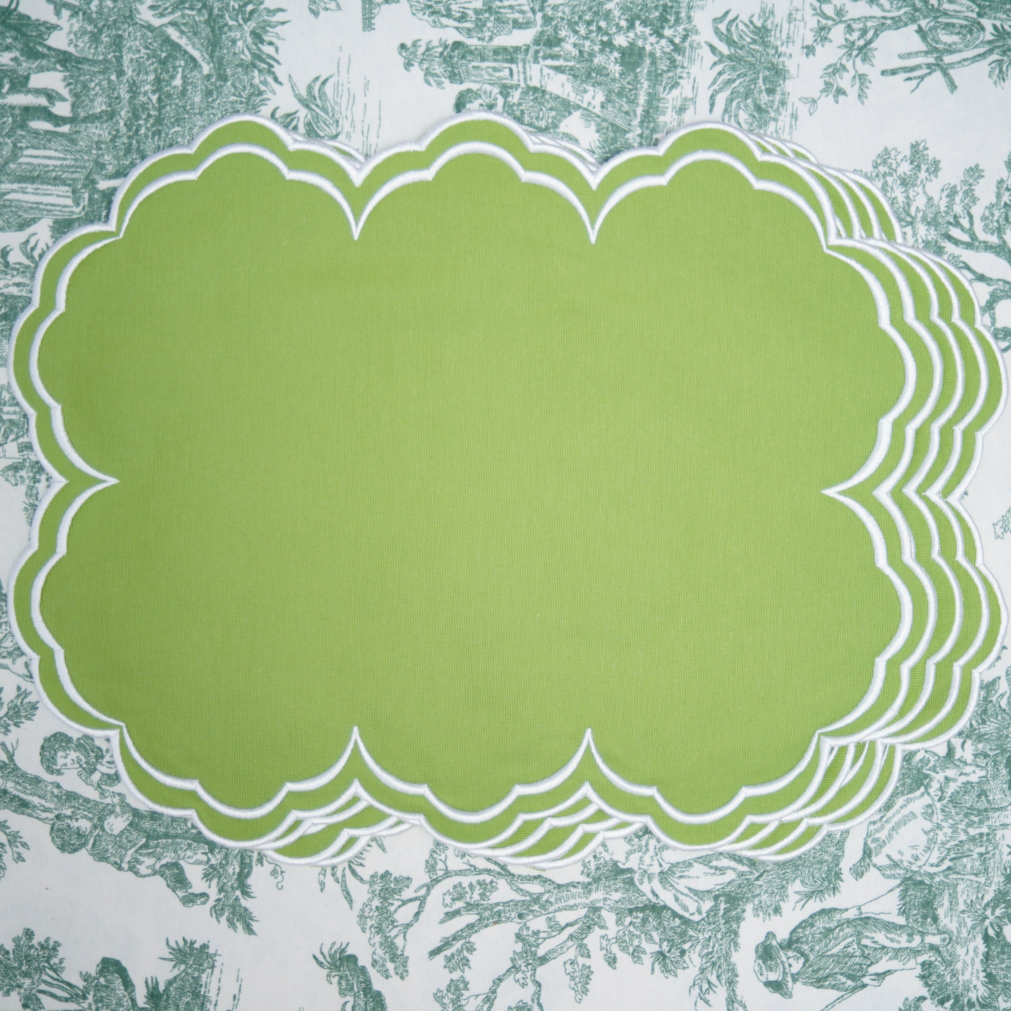 AQUELLE GREEN RECTANGLE FABRIC PLACEMAT (Set Of 4)