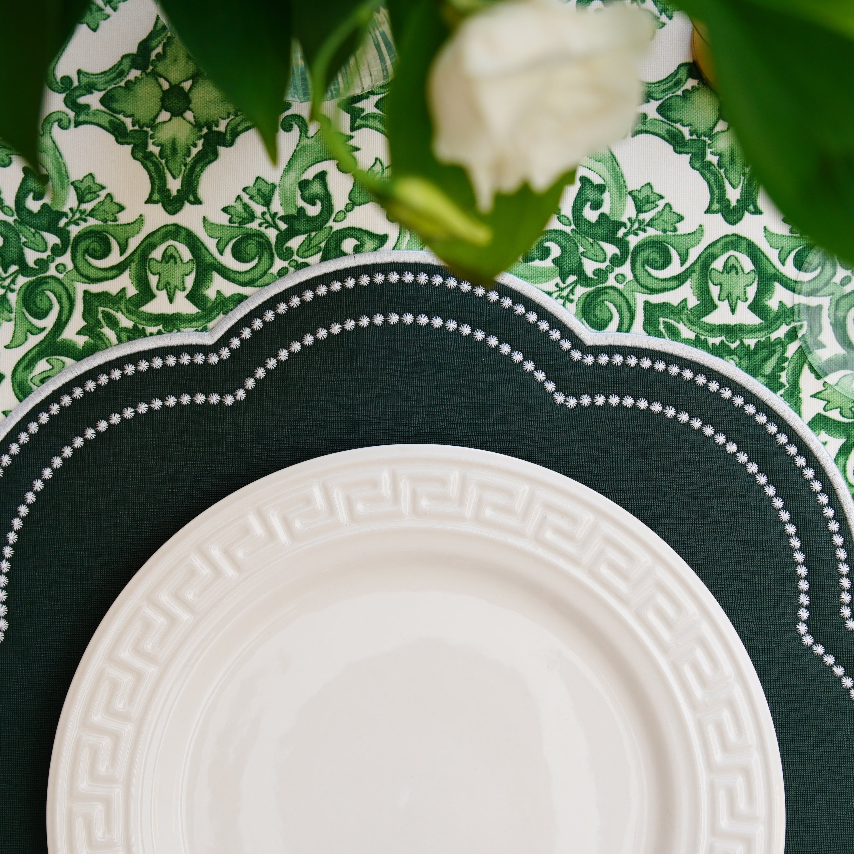 NURTURE GREEN SCALLOPED FAUX LEATHER PLACEMAT (Set Of 4)