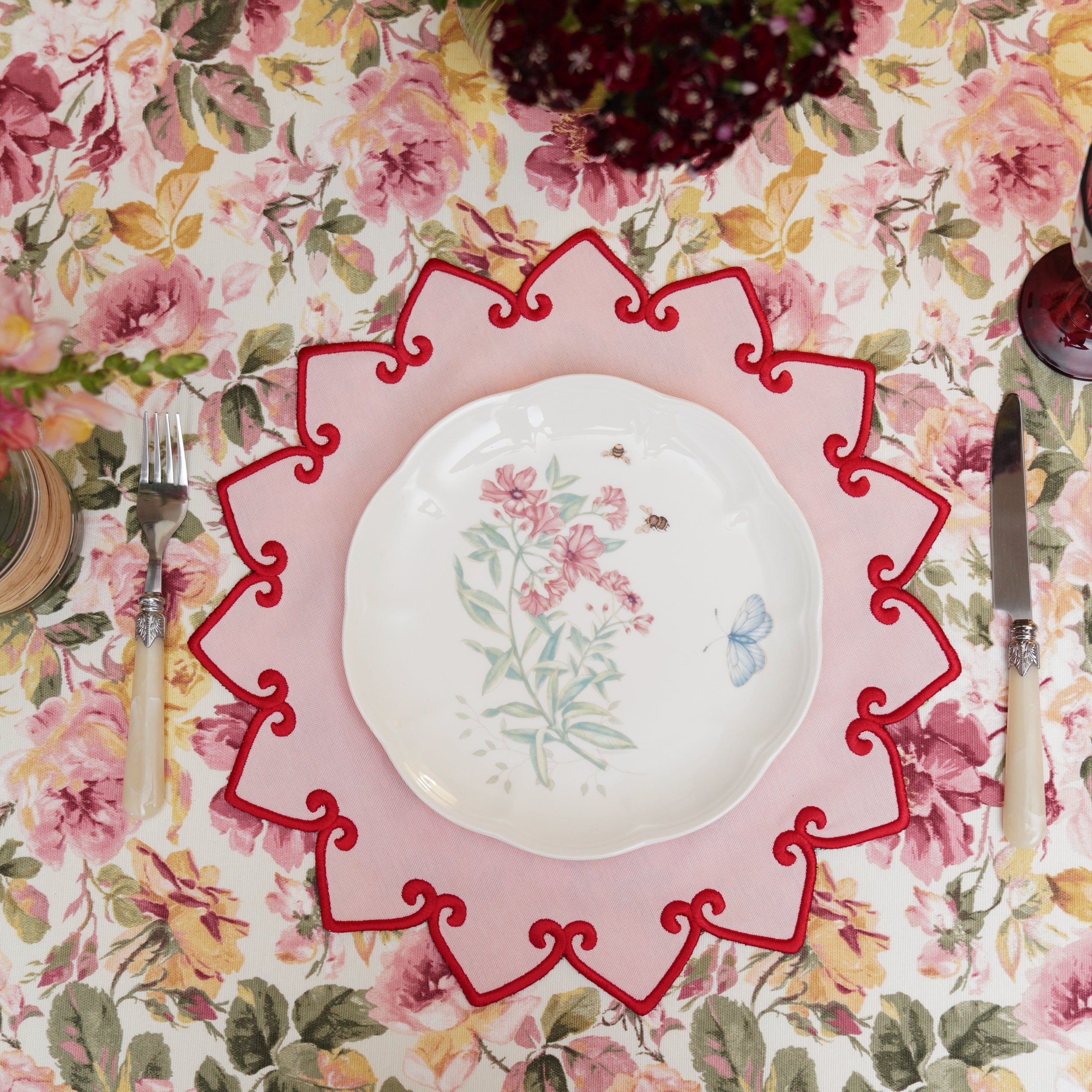 ASHBURY PINK CROWN FABRIC PLACEMAT (Set Of 4)