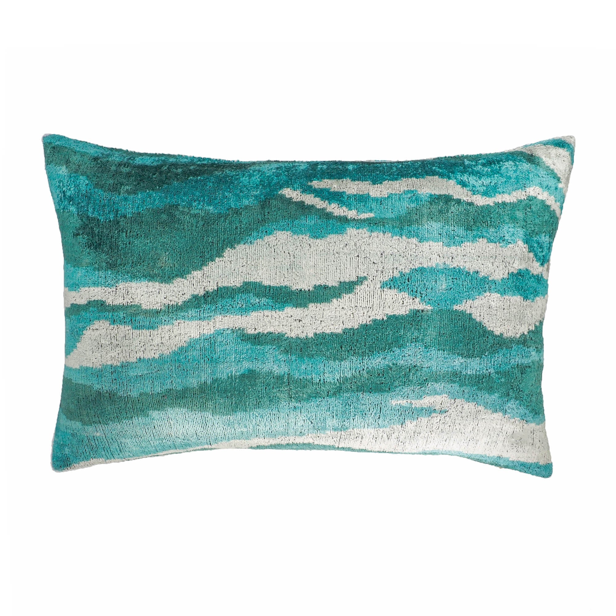 Atlantic Silk Velvet Ikat Throw Pillow Cover, 16 x 24