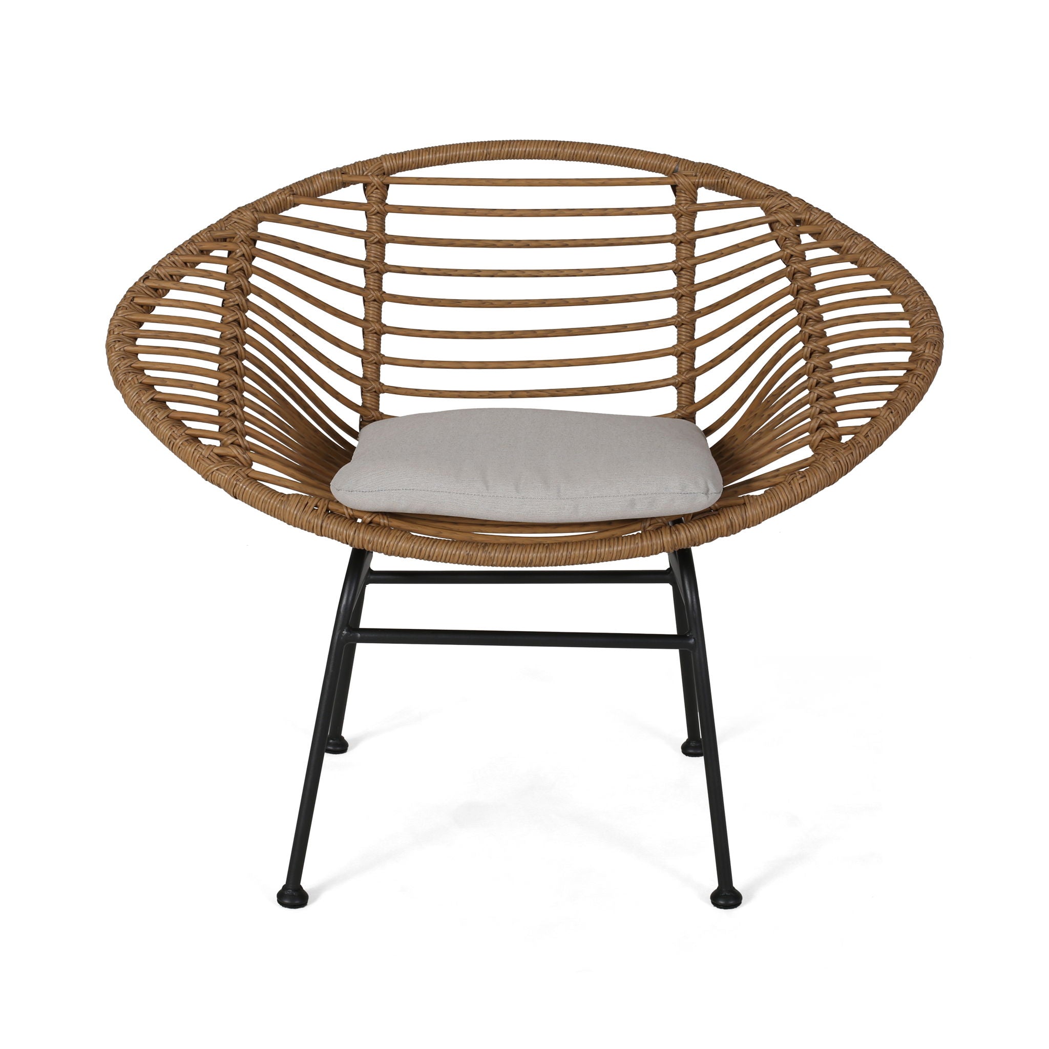 Cordella Outdoor Woven Wicker Chairs with Cushions, Set of 2