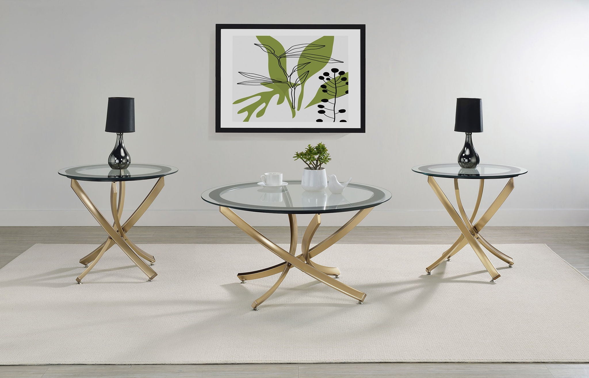 Sculptural Glass Side Table — Brass