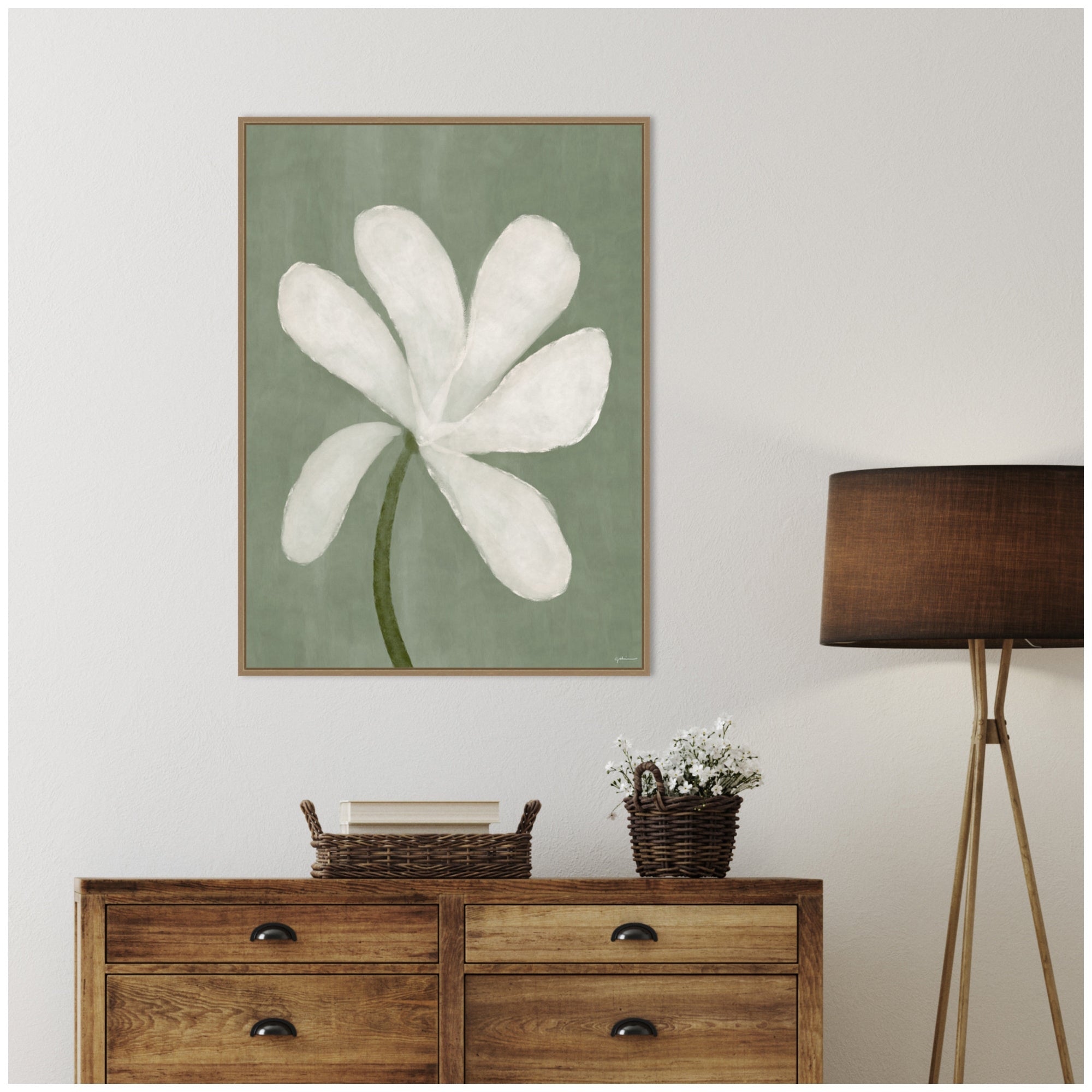 White Floral by Gabrielly Guedes Framed Canvas Wall Art Print