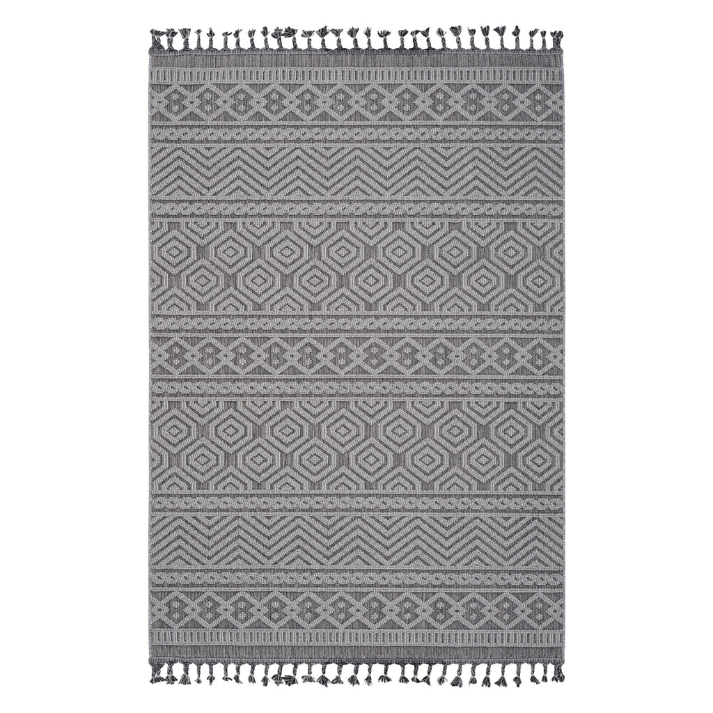 Guros 8' x 10' Geometric Indoor/Outdoor Area Rug - Gray/White