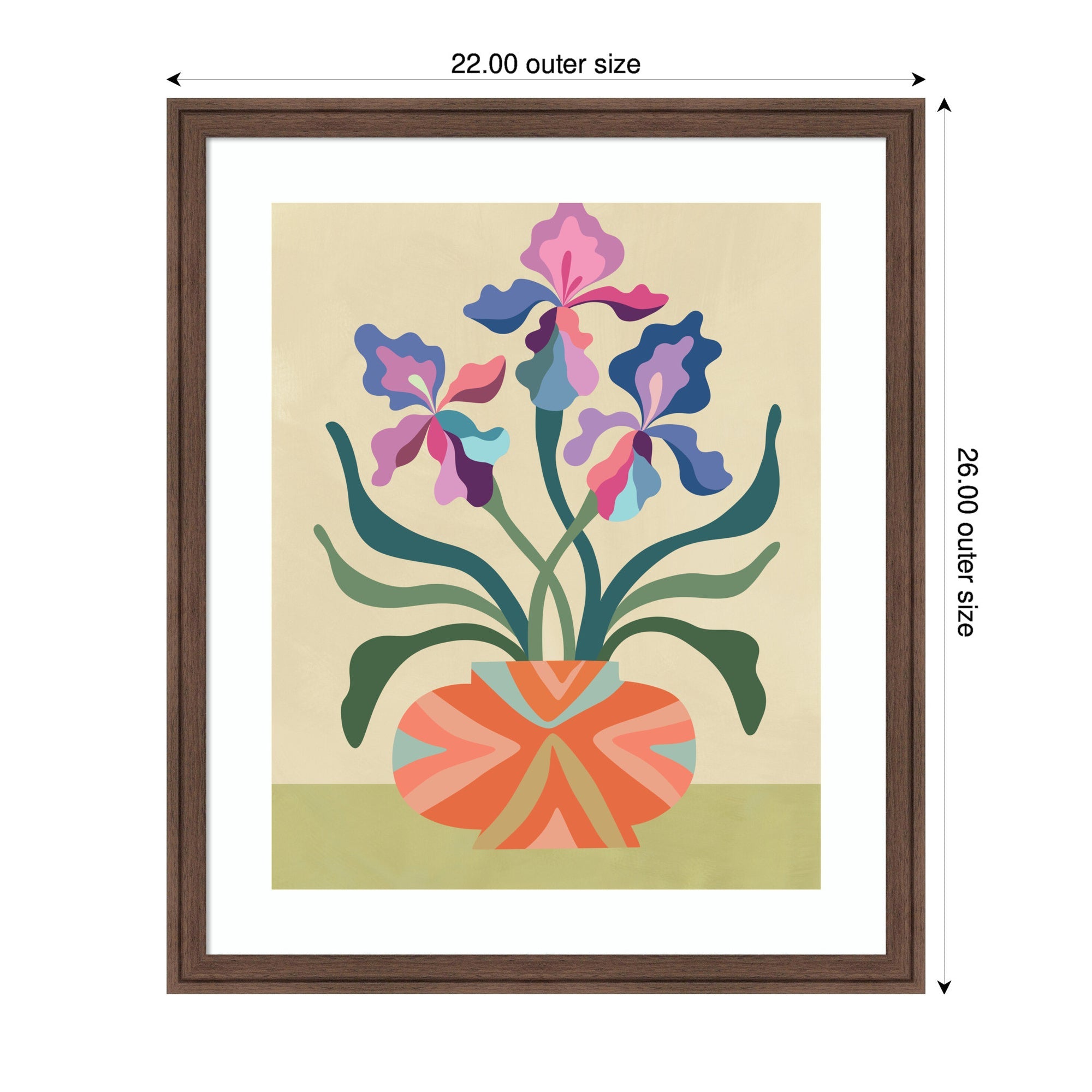 Framed Art Iris and Vase by Rachel Lee