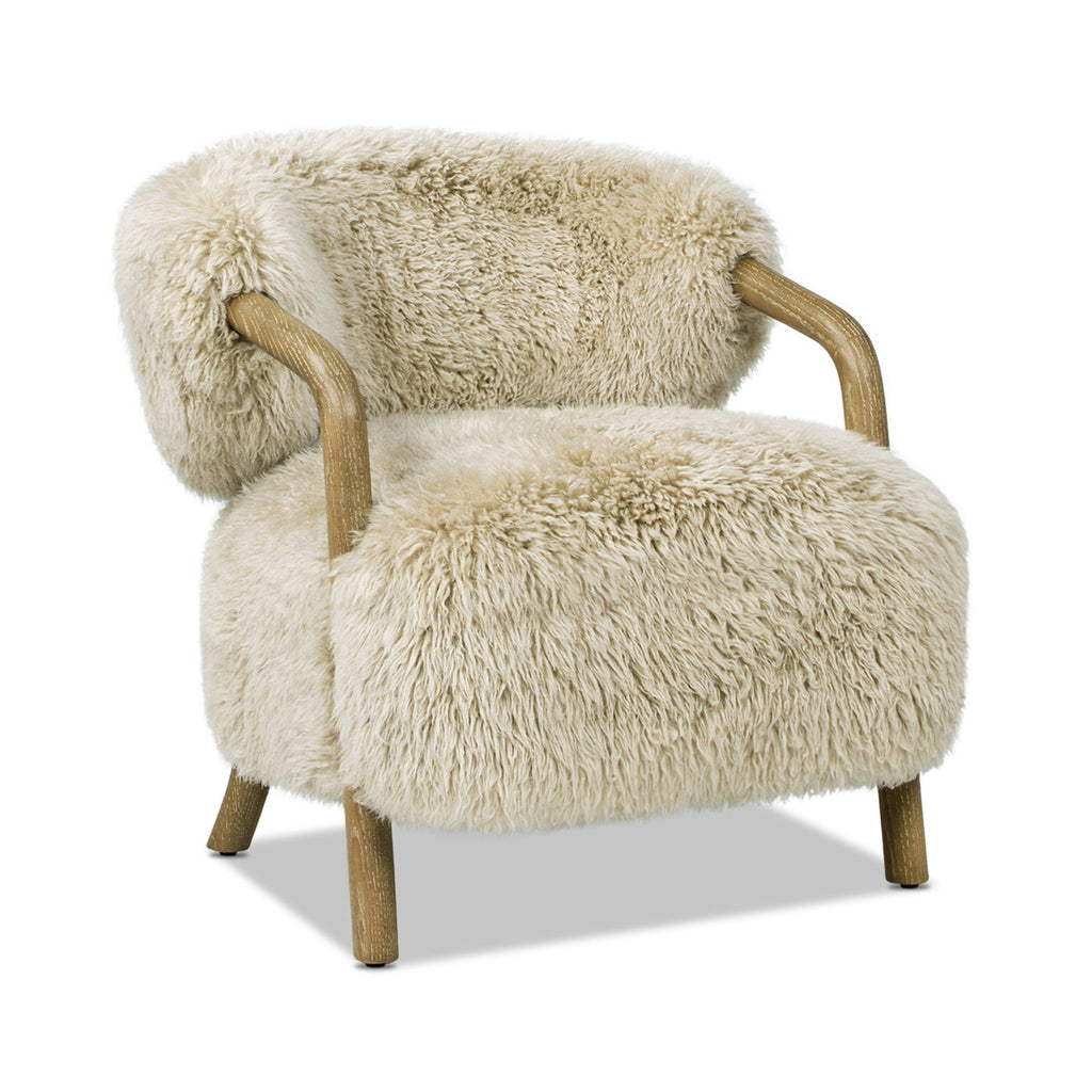 Becker Oak & Sheepskin Accent Chair — Taupe