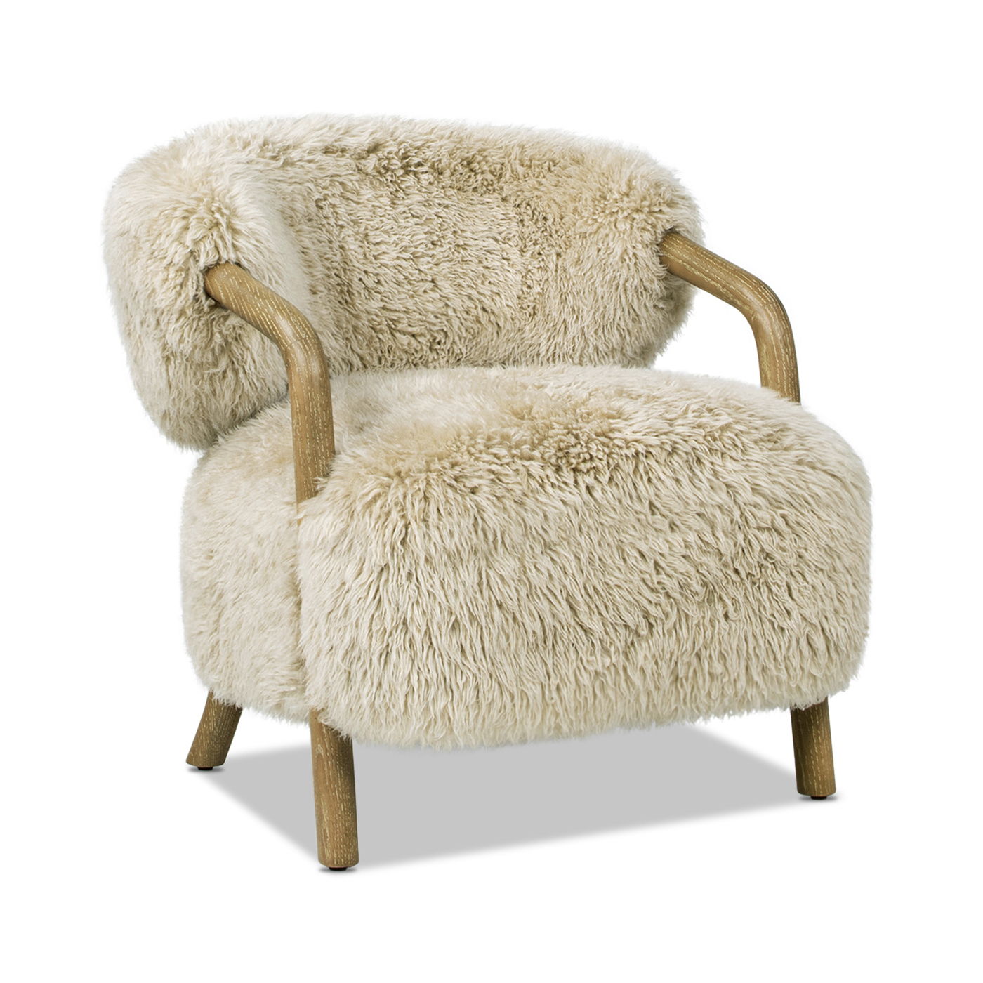 Becker Oak & Sheepskin Accent Chair — Taupe