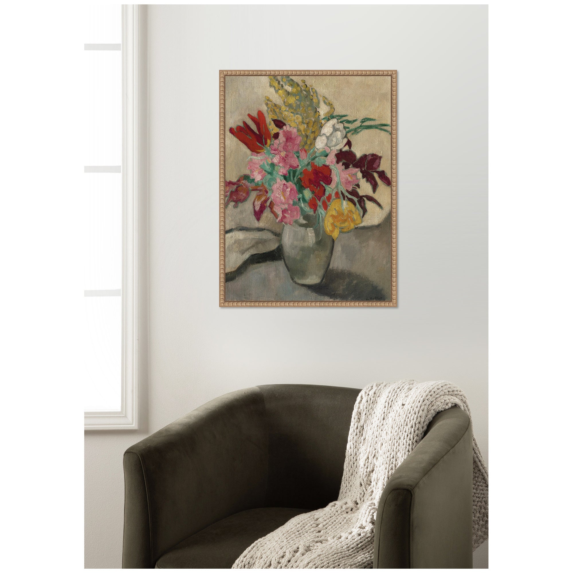 Vase avec bouquet de fleurs by Louis Valtat by Nostalgia Prints Framed Canvas Wall Art Print