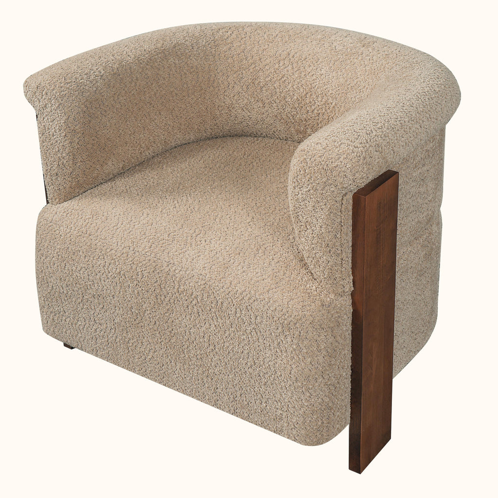 31.7" Mid-Century Curved Barrel Accent Chair