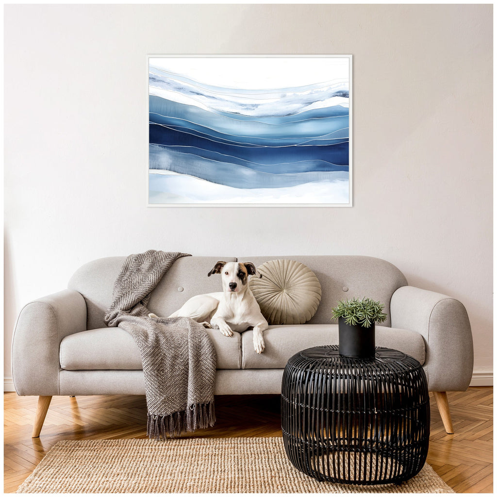 Abstract Linear Blues by The Creative Bunch Studio Framed Canvas Wall Art Print