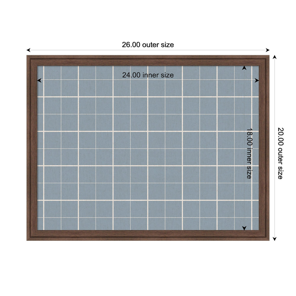 Framed Fabric Pinboard Light Blue Plaid Wall Organization