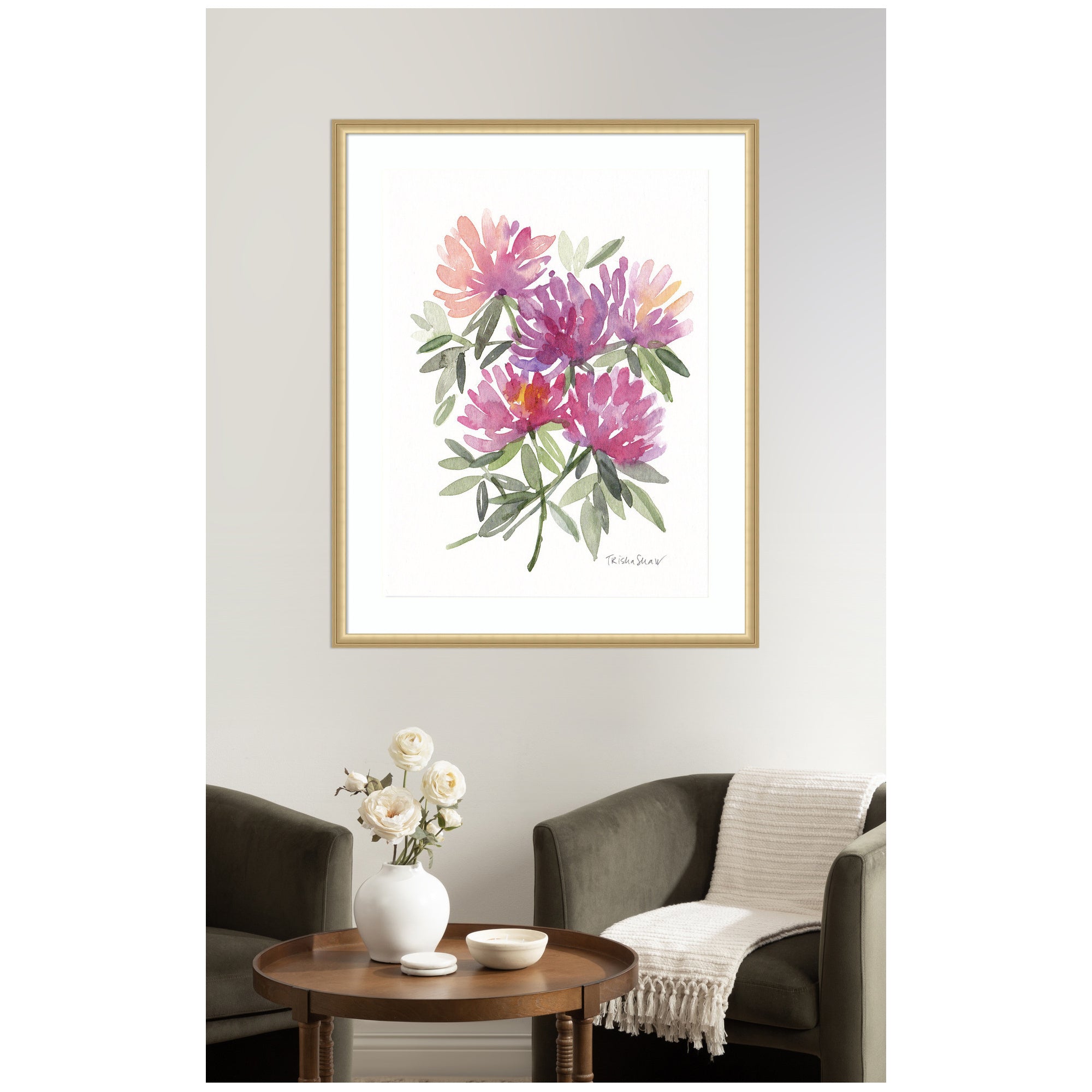 Framed Art Abstract Watercolor Pink Floral by Patricia Shaw