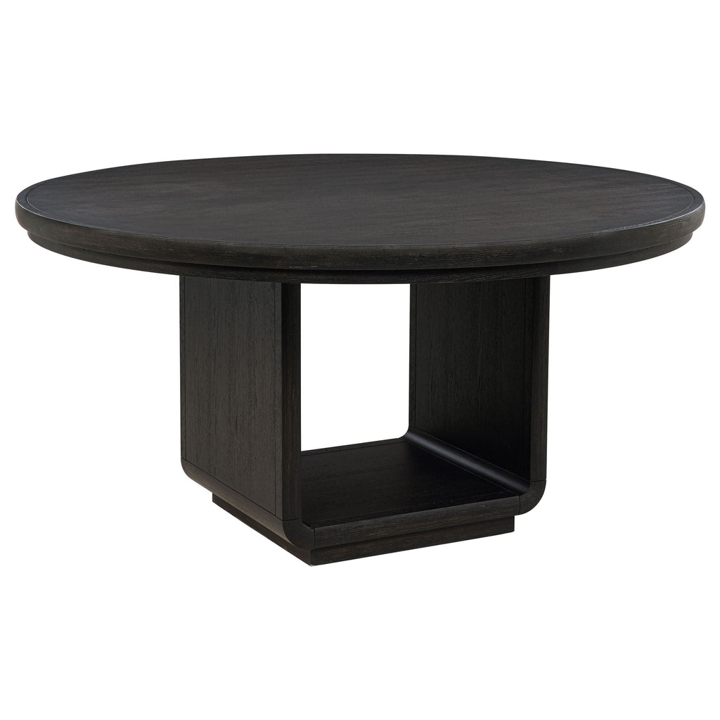 Leandro 5-Piece Round Dining Set — Channel-Back Chairs / Burnished Black