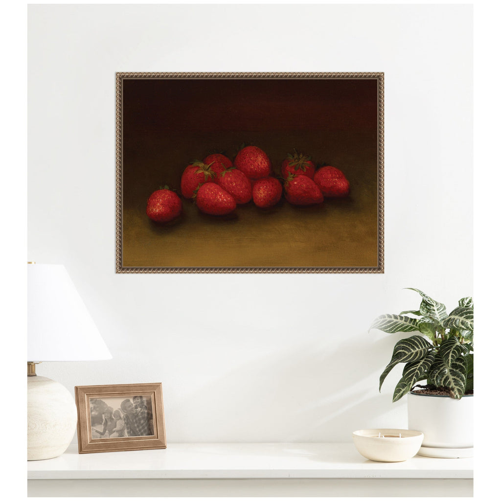 Strawberries no date George Henry Hall by Nostalgia Prints Framed Canvas Wall Art Print