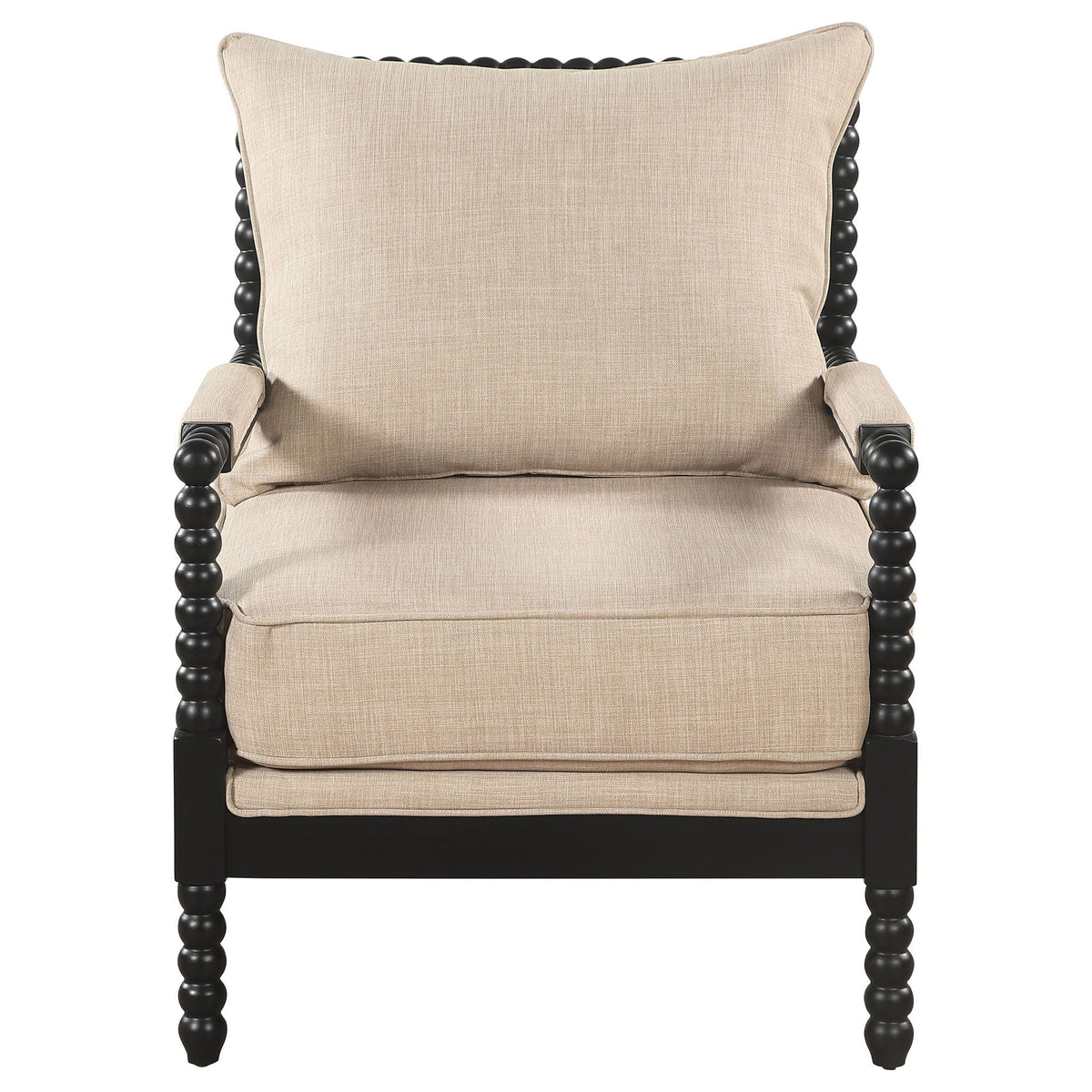 Blanchett Upholstered Bobbin Accent Chair Beige and Black