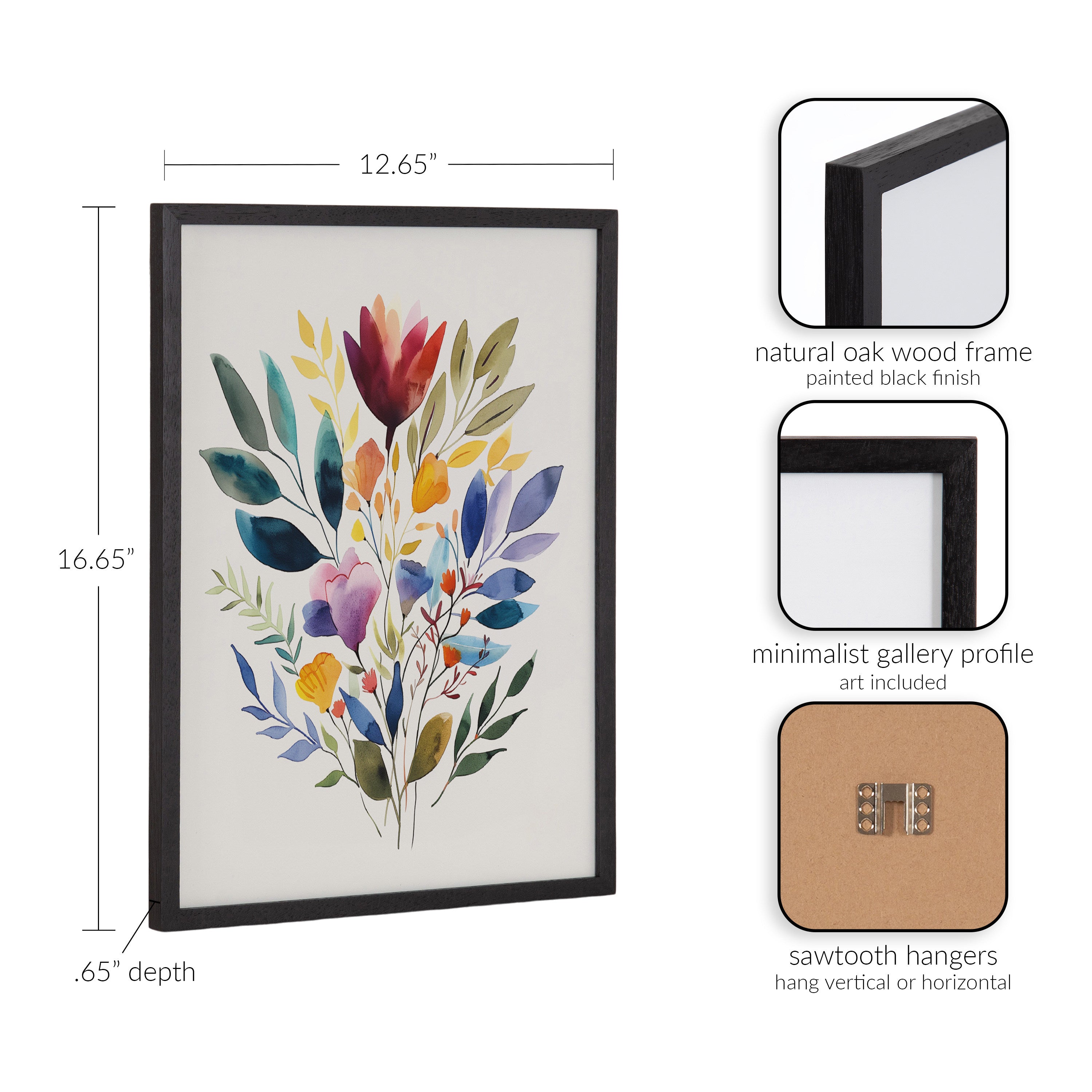 Gallery Jewel Tone Botanical Watercolor Bouquet Print by The Creative Bunch Studio