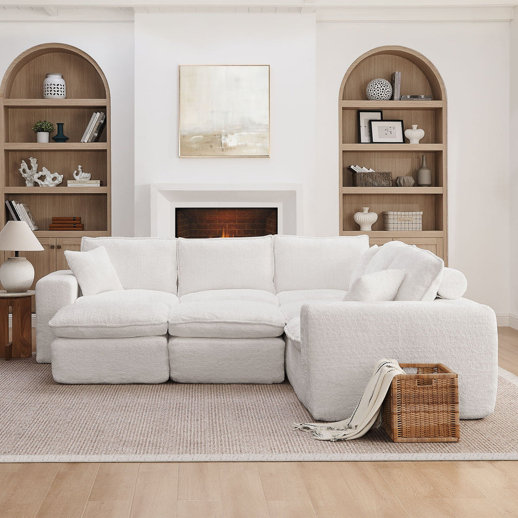 Cloud-Comfort Modular Sectional Sofa with Moveable Ottoman