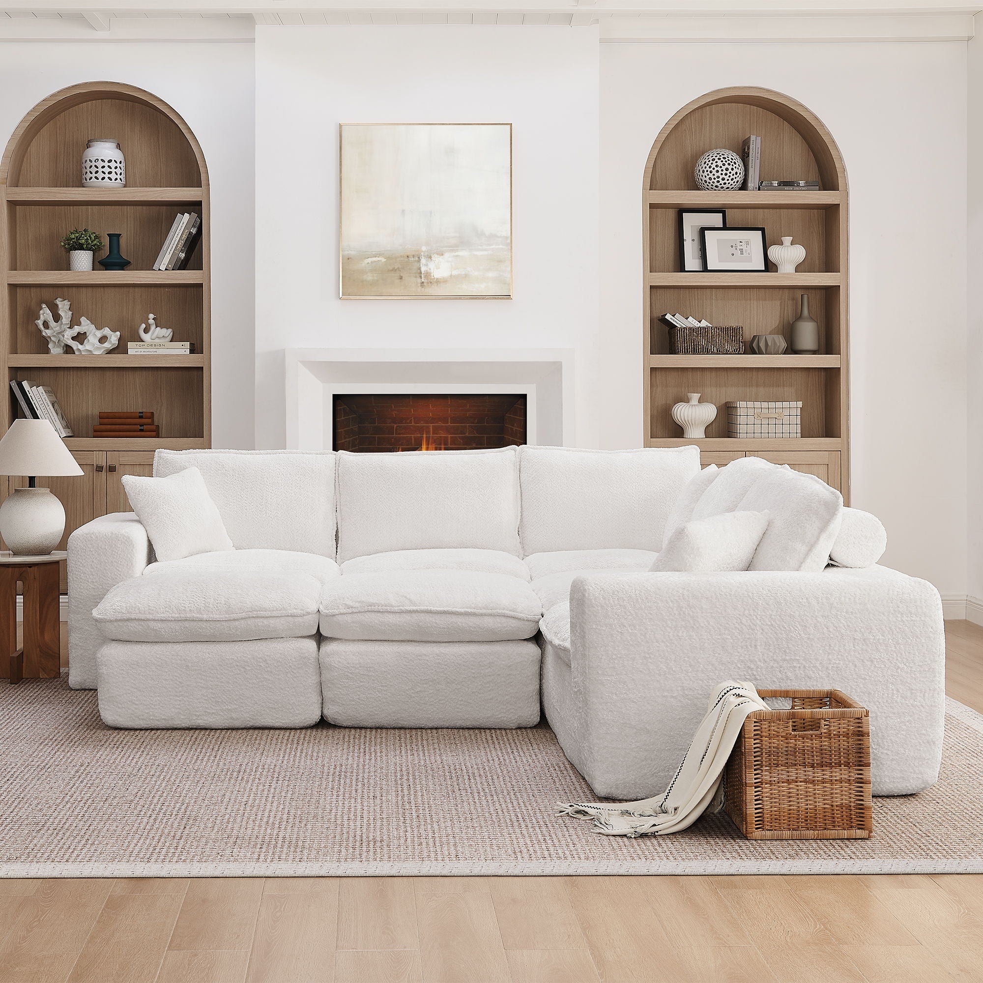 Cloud-Comfort Modular Sectional Sofa with Moveable Ottoman