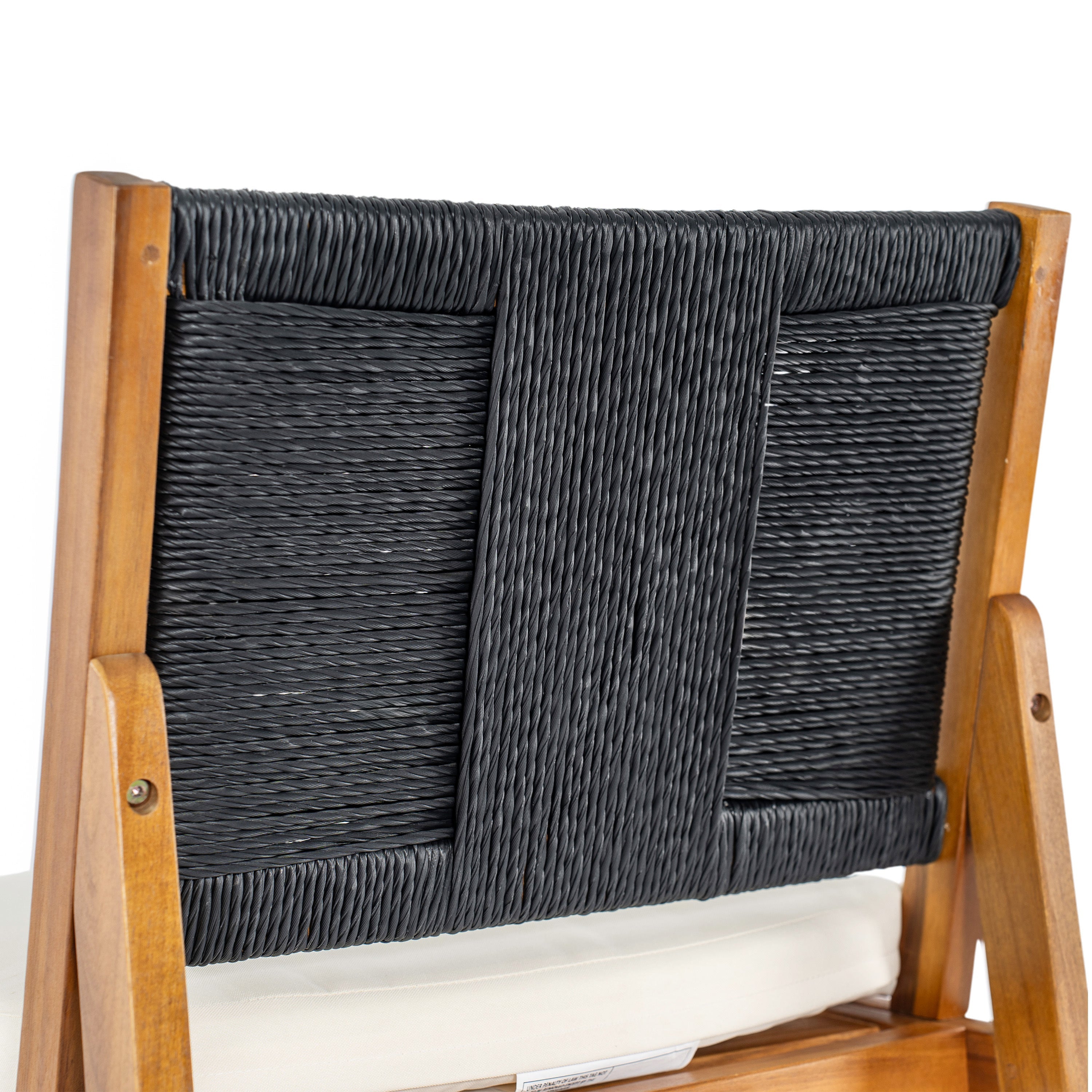 4 Pieces Arly Black Outdoor Bar Stool Solid Acacia Wood and Woven Wicker