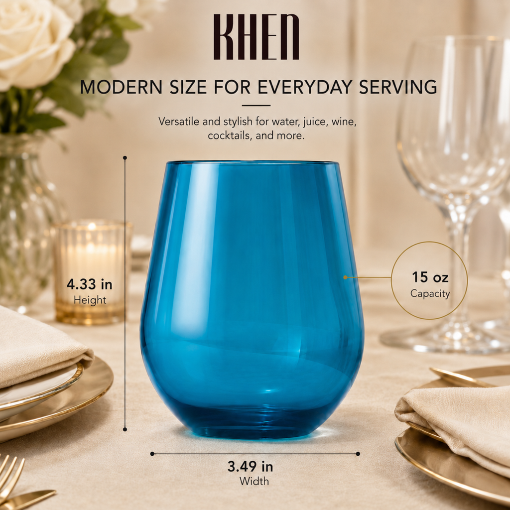 Eze Acrylic Stemless Wine Glassware, Set of 6