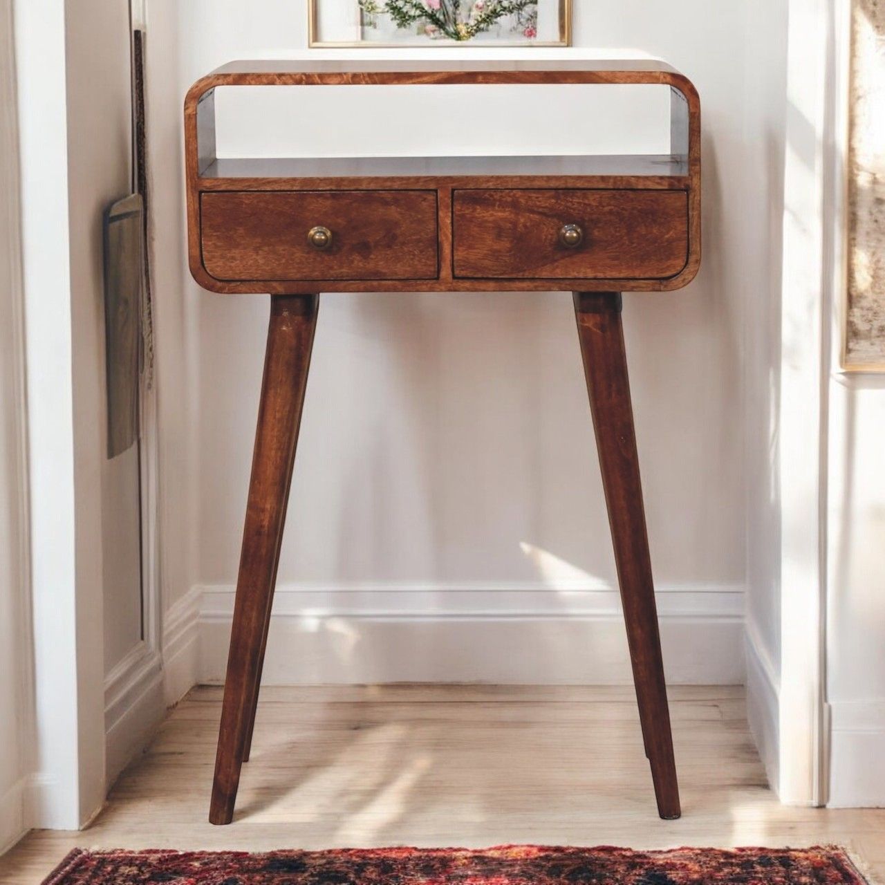 Curved Mango Wood Console Table