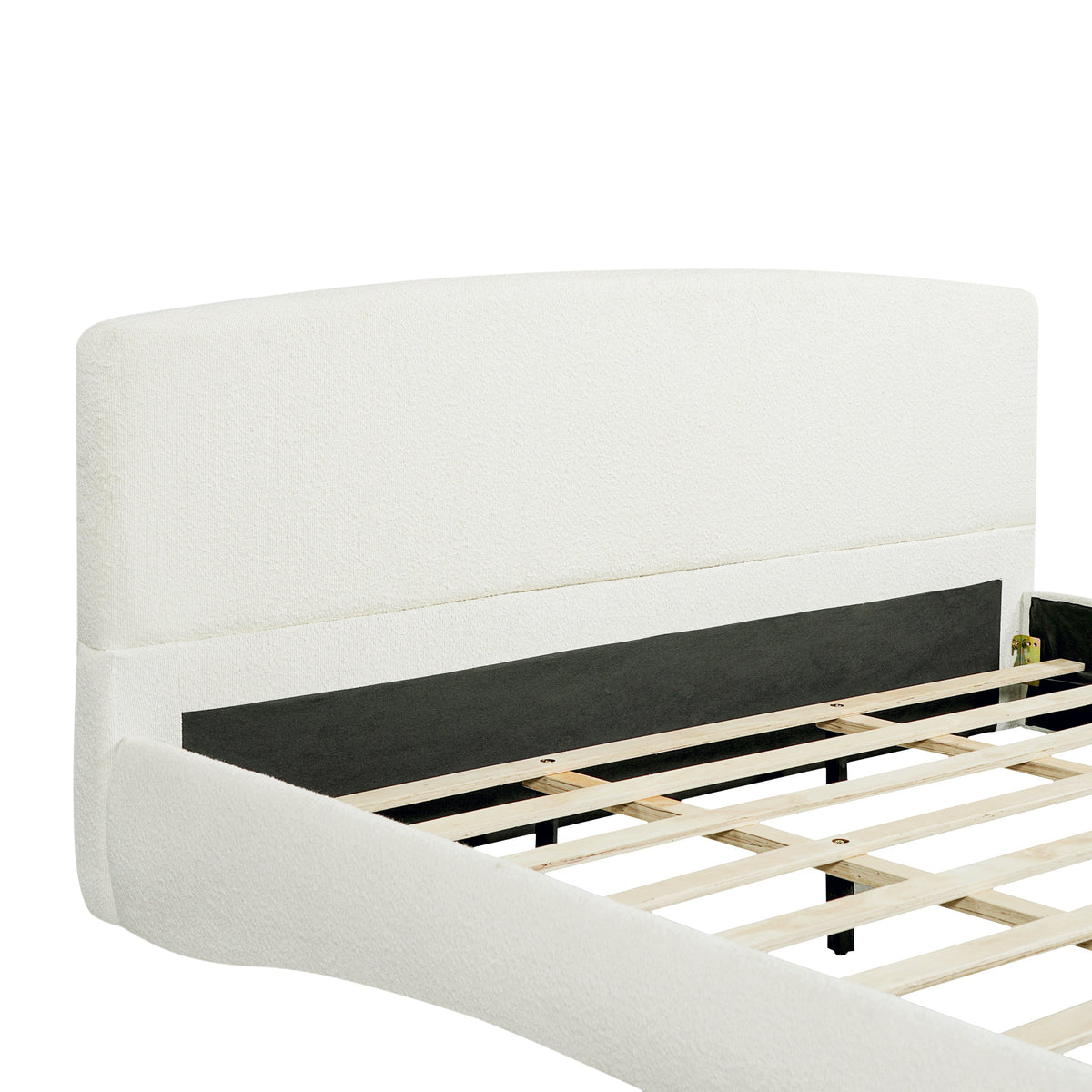 Curved Upholstered Bed with Smart Ambient Lighting